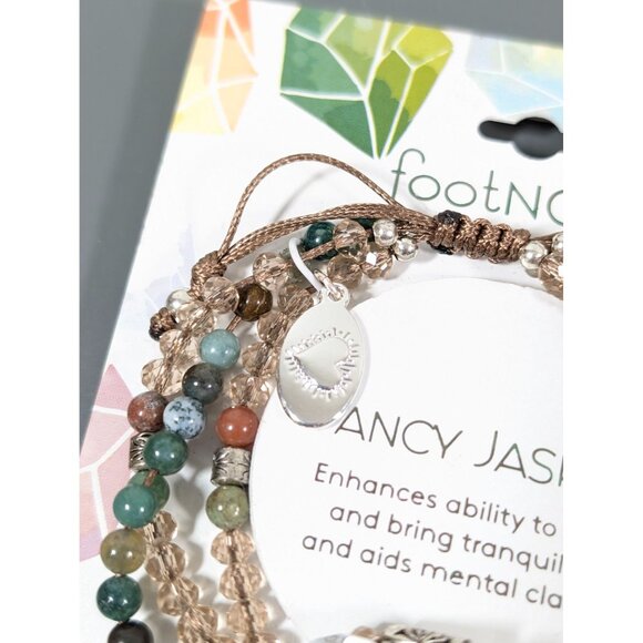 Footnotes Fancy Jasper Stone Adjustable Cord Bracelet Green NEW - Picture 6 of 8